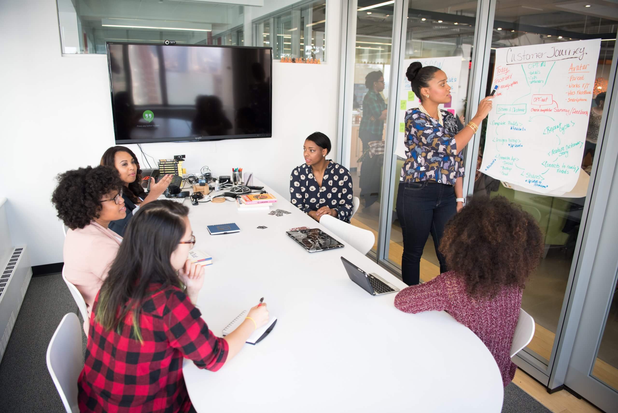 Team meeting in a conference room